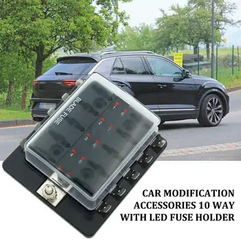 

2020 New 10 Way Standard Blade LED Fuse Box Holder With Failure Light Car Marine For Car Auto Accessories Blade Fuse Box