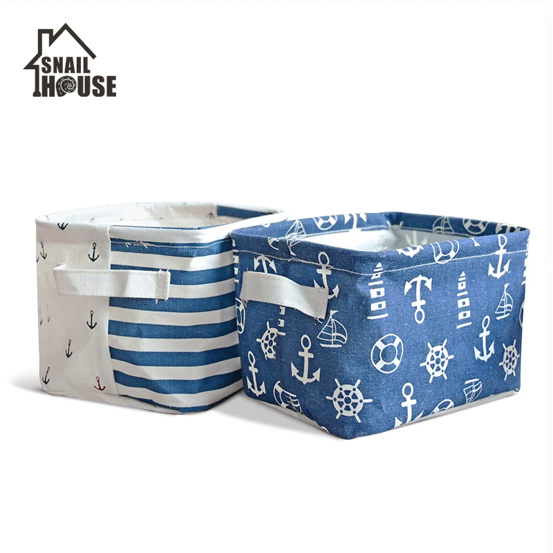 

Snailhouse navy simple Cosmetic Storage Box Zakka Storage Bag Organiser Foldable Container Storage Basket cajas organizadoras