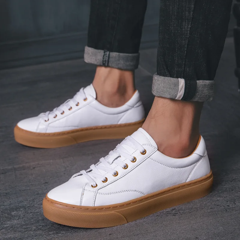 

New Style MEN'S SHOES Students Shoes Korean-style England Flat Casual Sports Shoes Men's White Shoes Lace-up Wearable Fashion Sh