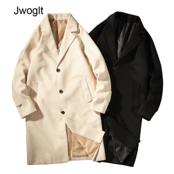 

Autumn New Windbreaker Men's Woolen Trench Coat Loose X-Long Business Trench Single Breasted Leisure Outerwear 4XL 5XL