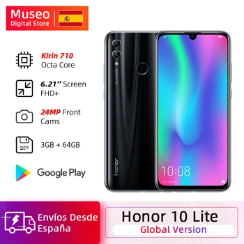 Перейти на Алиэкспресс и купить Глобальная версия Honor 10 Lite смартфон Kirin 710 Octa Core 6,21 дюйм2340X1080P 24MP фронтальная камера Android мобильный телефон OUTA