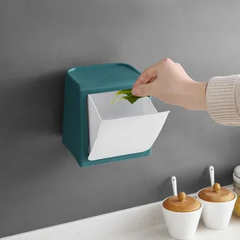 

Seamless Storage Box Desktop Storage Organizer Sundries Automatic Rebound Trash Can Hanging Garbage Bin Kitchen Accessories