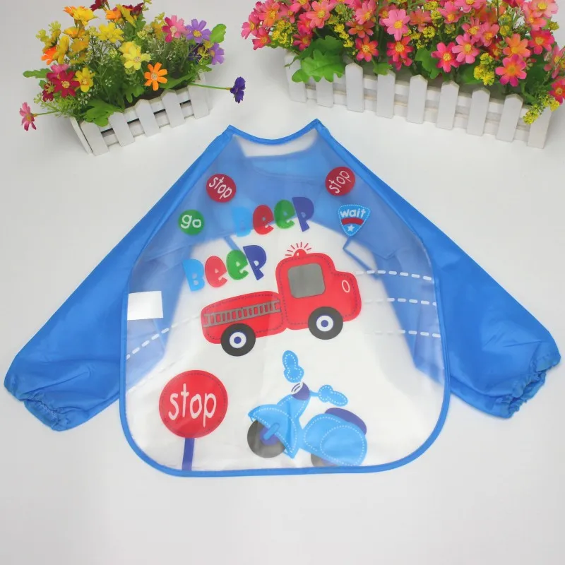 Мультяшный цветной детский нагрудник с длинными рукавами, фартук, детский нагрудник с животными, мягкая водонепроницаемая одежда для кормления, YYT329