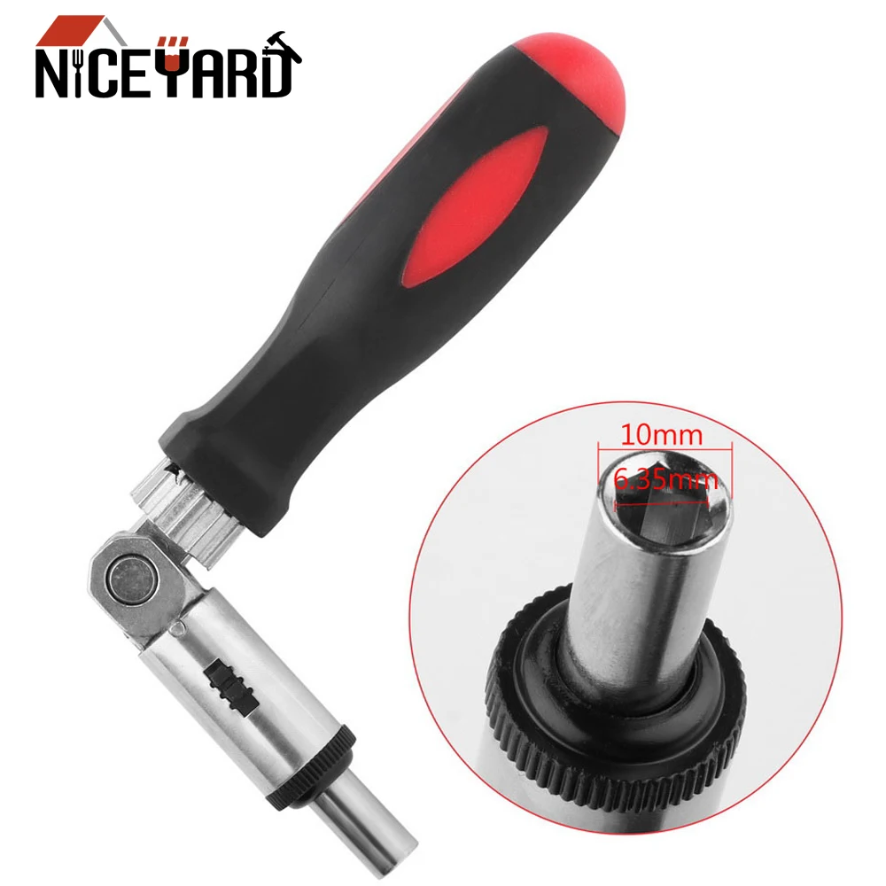 NICEYARD 1/4 дюймов шестигранный ключ Отвертка Гнездо положительное и отрицательное направление 180 градусов регулируемая трещотка отвертка