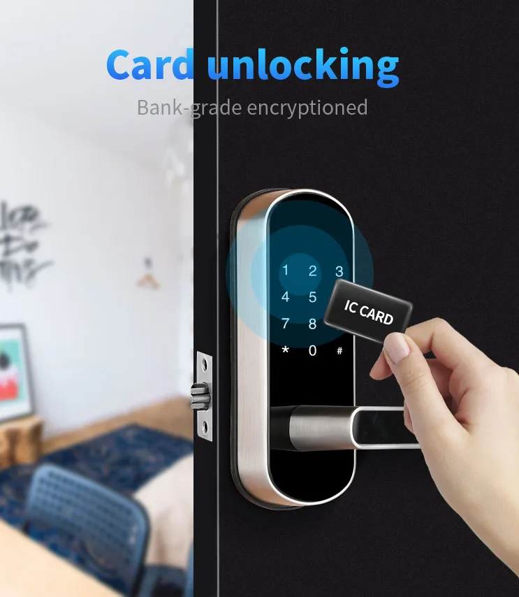 Popular TTLOCK Wifi bluetooth internet remote control smart deadbolt door lock on Wooden Door