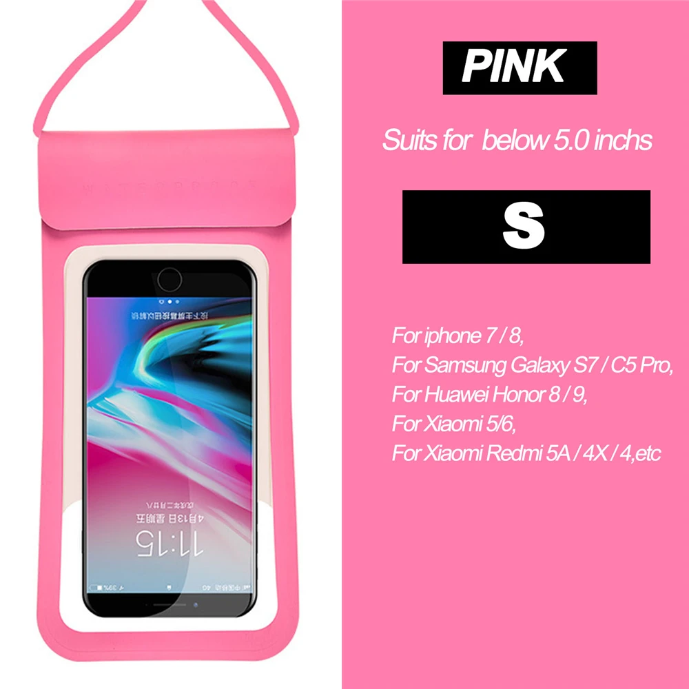 S Pink Водные виды спорта Водонепроницаемый мобильного телефона сумка с тачскрином плавательный сумка чехол для телефона сумка для мобильного телефона держатель для подводного плавания серфинга для iphone - Цвет: S Pink