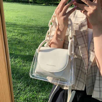 

2020 Ins Mini Beach Handbags Ladies Fashion Women's PVC Transparent Tote Purse Female Summer Jelly Shoulder Crossbody Bags