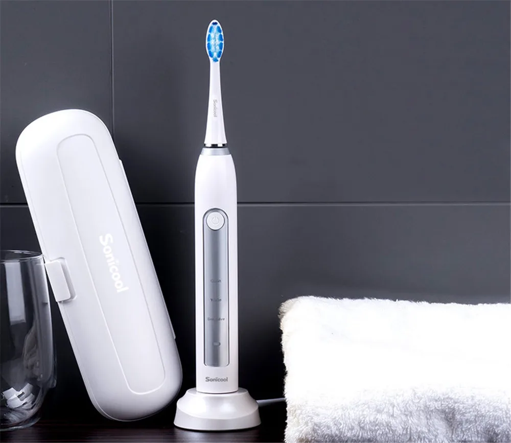 Sonicool RM-ST051B Electric Toothbrush USB Rechargeable Ultrasonic 48000 Vibrations Tooth Brushes With 4 Pcs DuPont Brush Heads Sonicool RM-ST051B Electric Toothbrush USB Rechargeable Ultrasonic 48000 Vibrations Tooth Brushes With 4 Pcs DuPont Brush Heads