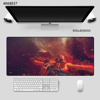 

MRGBEST Large Gaming Mause Pad with Non-slip Rubber Pad Gun and Fire Burning Blood Picture Desk Mouse Mats Computer Accessories
