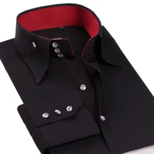 Модный контрастный цвет воротник-стойка, мужская повседневная деловая рубашка с длинными рукавами мужской официальный костюм хлопковая тонкая рубашка