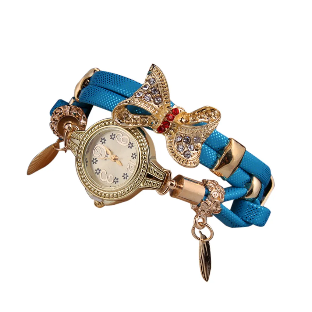 Женские часы Бабочка Ретро наручные часы на браслете со стразами женские милые свадебные кварцевые часы многоцветные эксклюзивные наручные часы#917