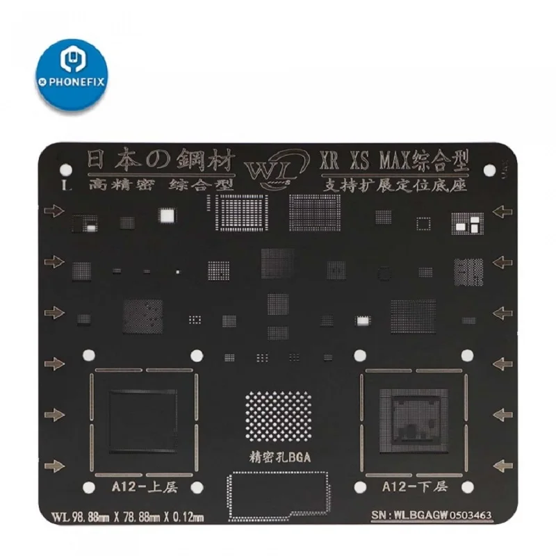 

PHONEFIX High Quality WL BGA Reballing Stencil Stainless Steel Net Reballing Tin Planting Template for iPhone 5S 6 7 8 X XS MAX