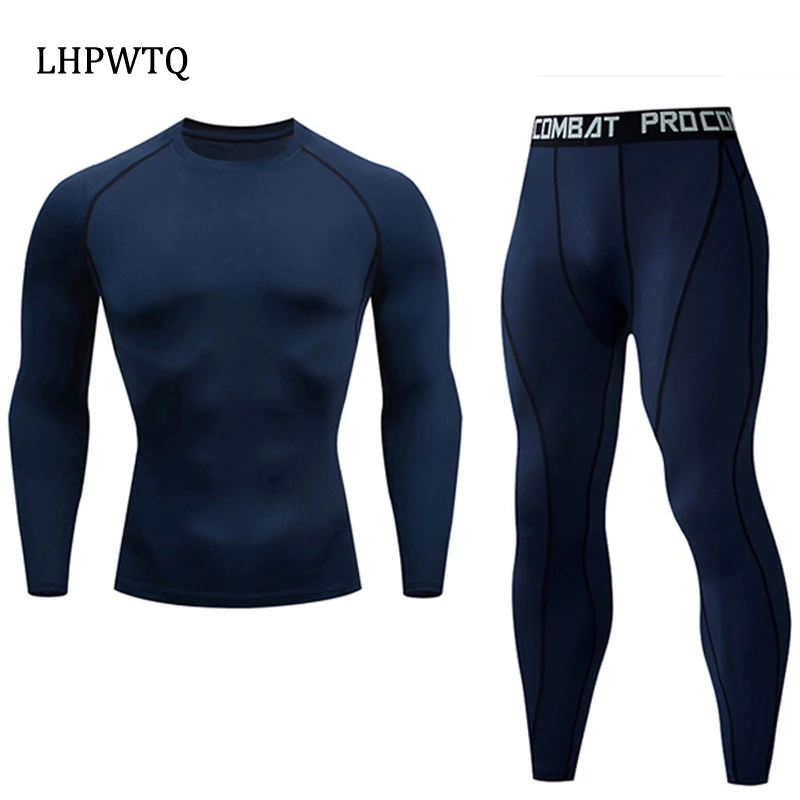 Новые спортивные костюмы зимние мужские компрессионные комплекты термобелья эластичные кальсоны для Мужчин MMA Compressiom комплект с длинным рукавом