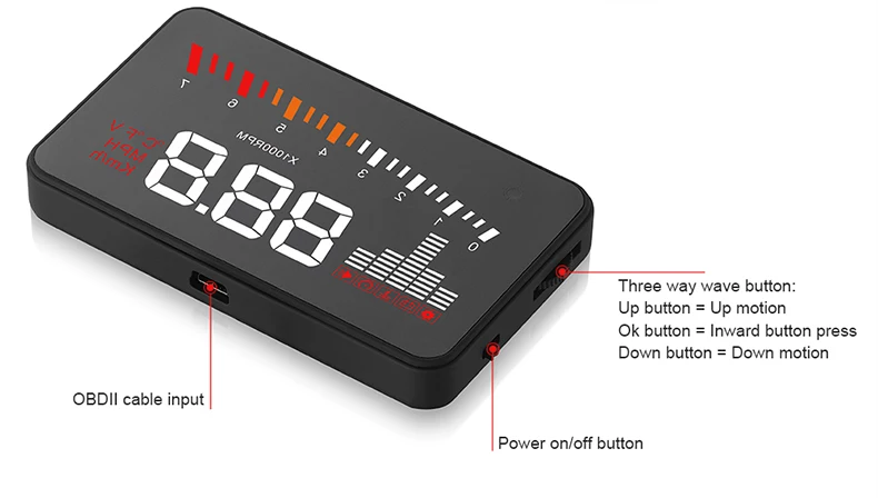 HUD OBD компьютерный автомобильный проектор скорости цифровой измеритель скорости Дисплей Расход топлива Датчик температуры диагностический инструмент сигнализация