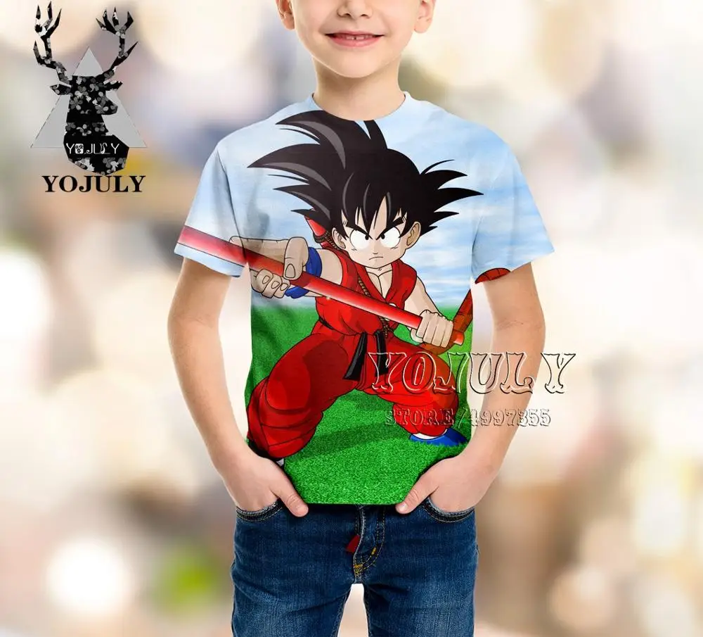 YOJULY Dragon Ball Аниме Гоку для маленьких мальчиков и девочек, детская одежда с 3d принтом детская футболка Лидер продаж, модные футболки Modis A415 - Цвет: 8
