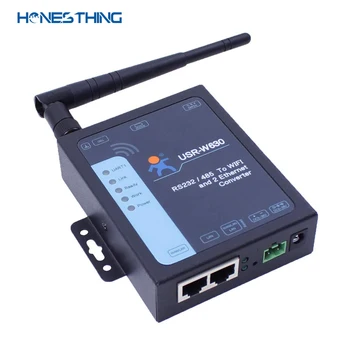 

HonesThing USR-W630 RS232/485 to WIFI 2 Ethernet Converter Serial to WIFI and RJ45 Converter Transparent Transmission Gateway