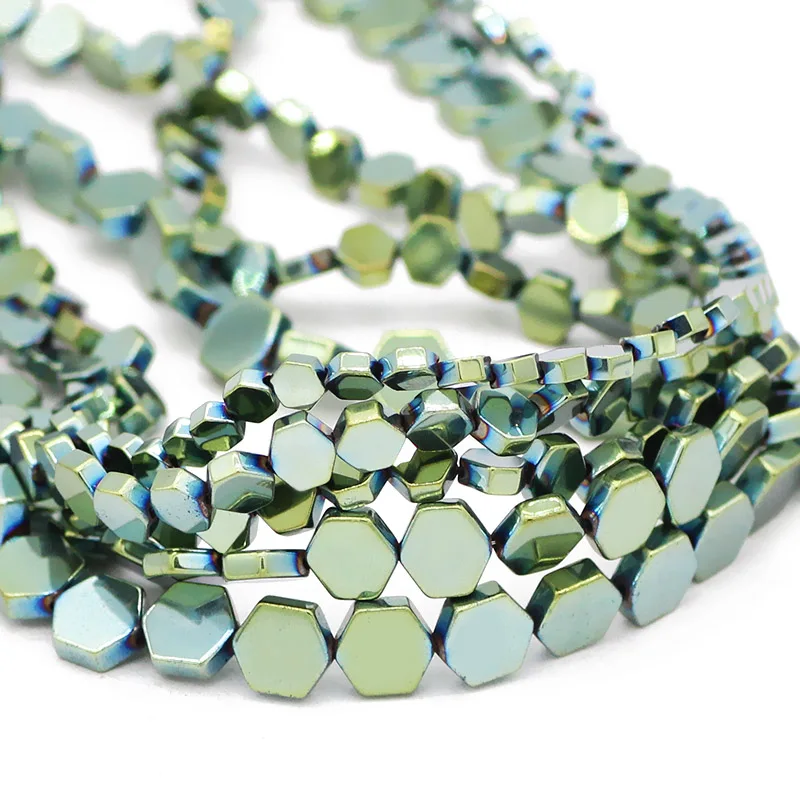 4/6/8MM Green Flat Hexagon Shape Natural Hematite Stone Spacers Charm Loose Beads For Jewelry Making Bracelet DIY Accessories | Украшения и