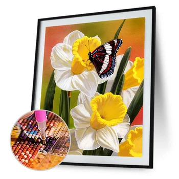 

Flowers Cross Stitch Embroidery Mosaic Kit 5D DIY Full Drill Diamond Painting Home Decoration Embroidery Pattern