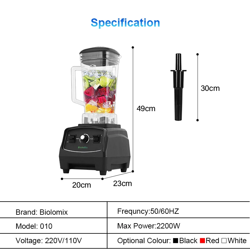 Biolomix 2200W 2L BPA FREE commercial grade home professional smoothies power blender food mixer juicer food fruit processor images - 6