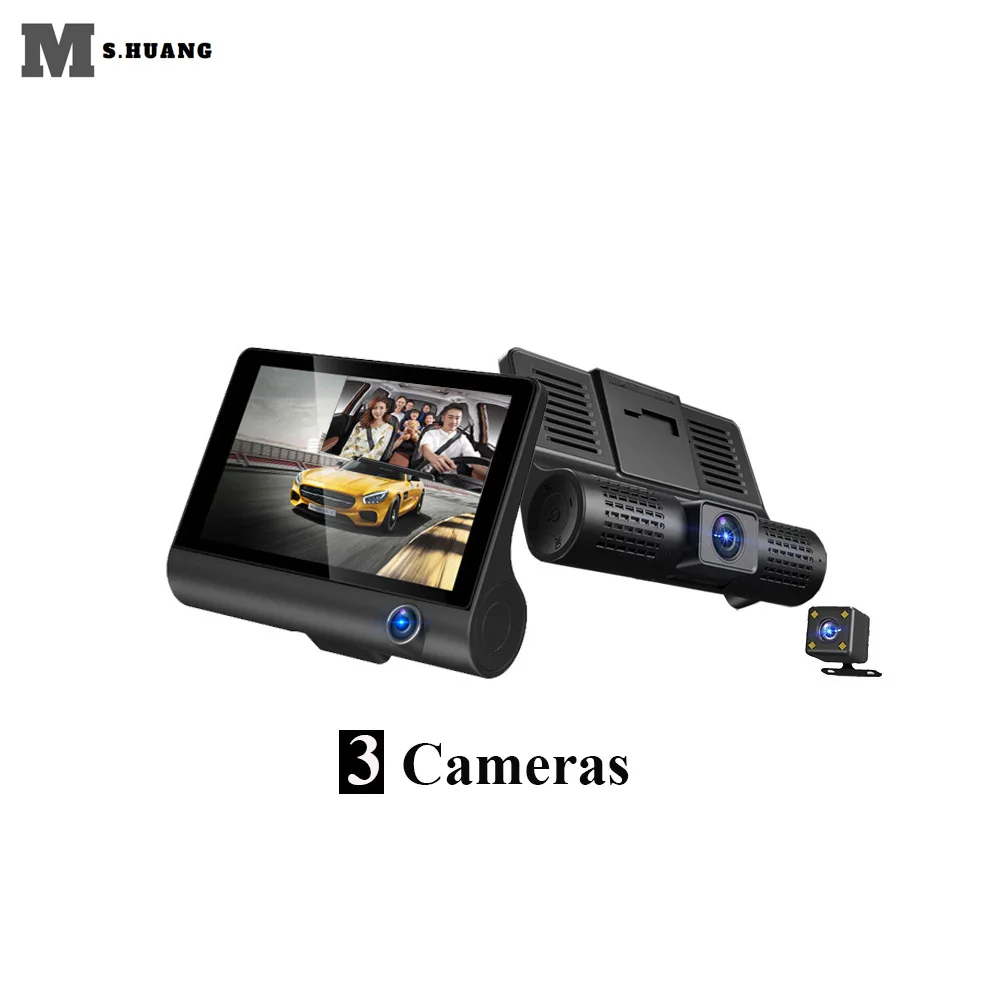 4 дюймовый HD 1080P Автомобильный видеорегистратор с двойным объективом заднего