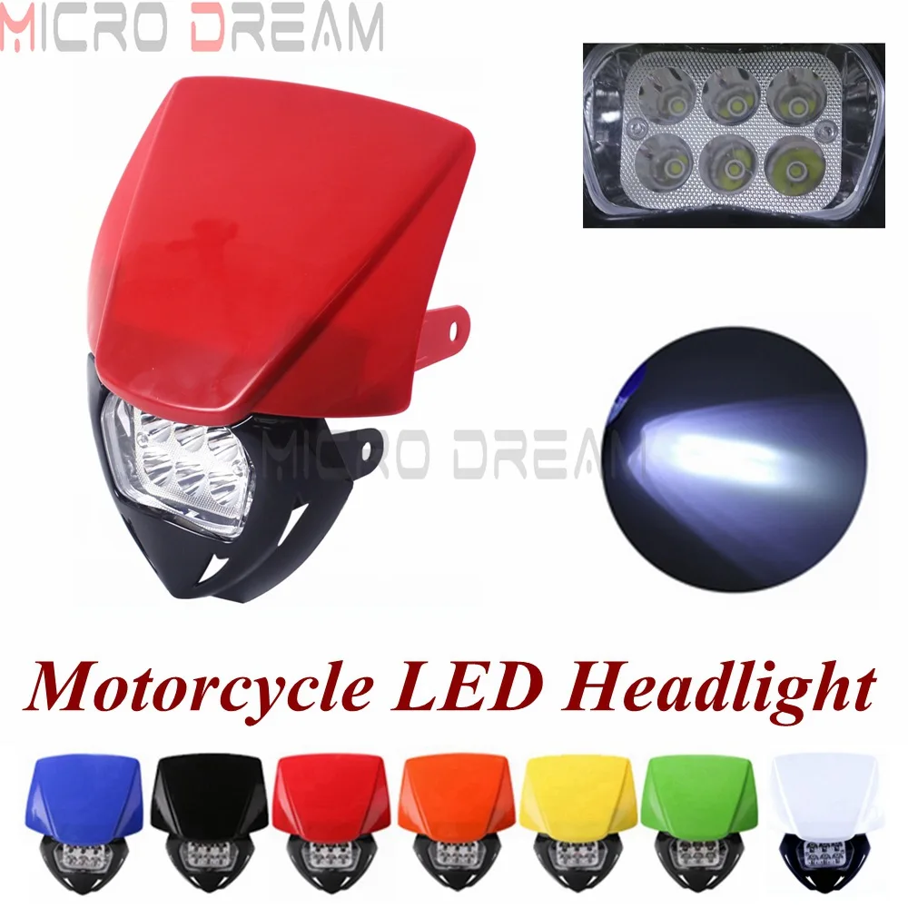 

Red Dirt Bike Motocross LED Headlight Headlamp Fairing For Honda CRF450X CRF250R Motorcycle Head Lamp Lighting Headlamp Mask