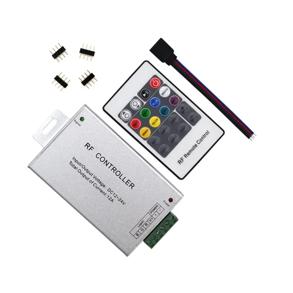 20 Ключ RF пульт дистанционного беспроводной RGB светодиодный контроллер алюминиевый корпус DC 12-24 V, 12A SMD 5050 3528 Светодиодная лента