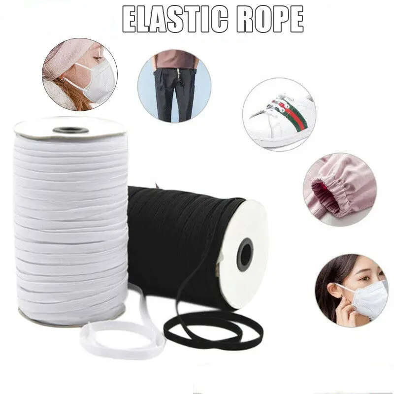 

120 Yards Length Elastic Cord White and Black 3/6 mm Polyester Elastic Bands for Clothes Garment Sewing Accessories Elastic