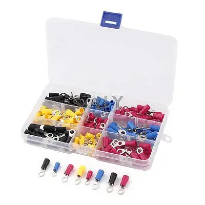 

180pcs 16-14AWG 14-12AWG 12-10AWG Insulated Ring Crimp Terminal Connector Kit