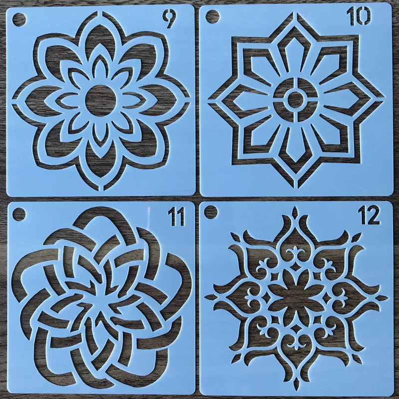 48 pçs set Mandala Camadas Template Stencils