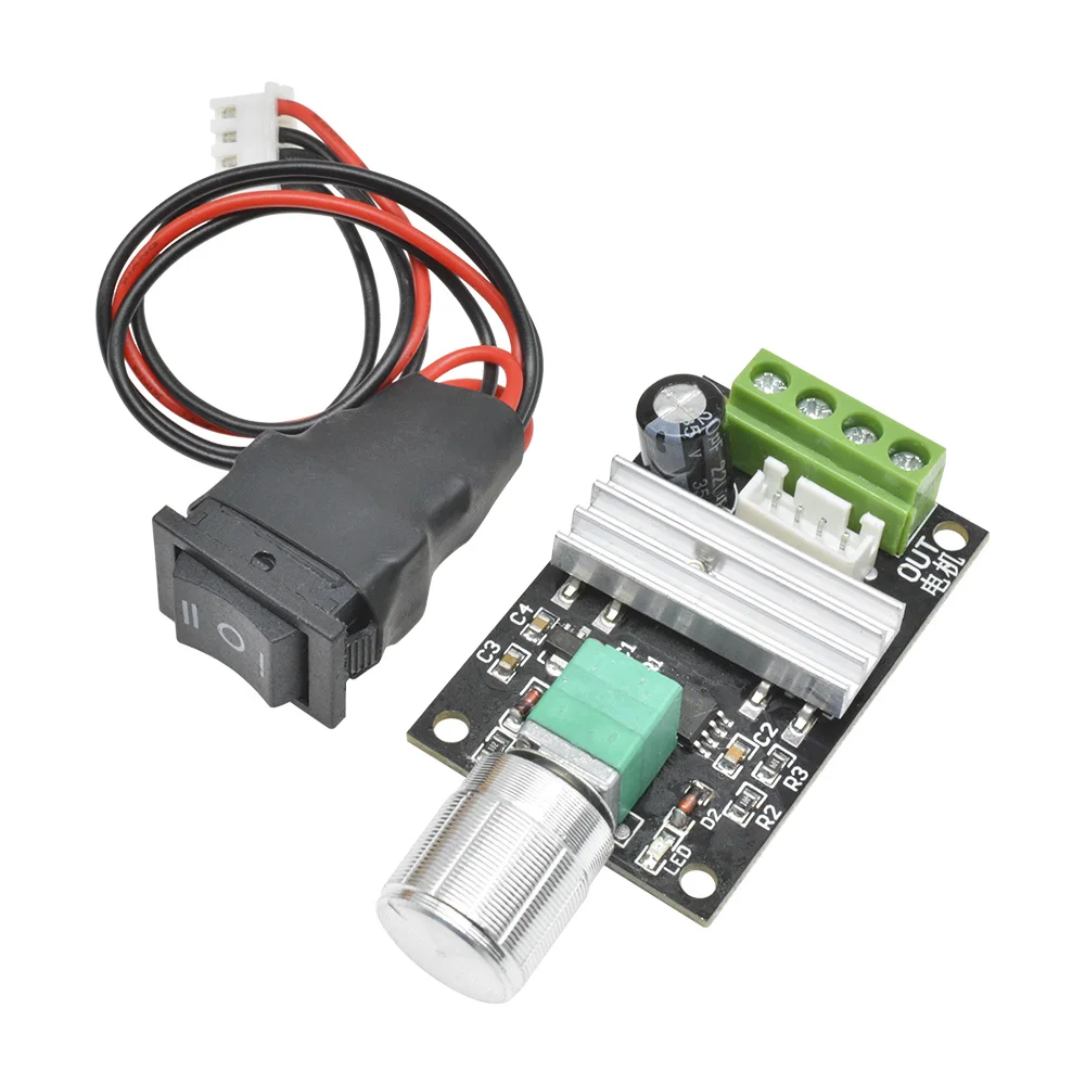 DC 6V 12V 24V 28V 3A 80W PWM Motor Speed Controller Regulator Adjustable Variable Speed Reversible Control Potentiometer Switch
