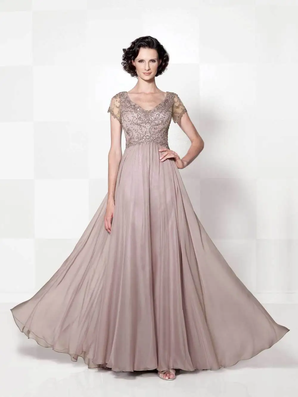 Шампанское robe de soiree вечерние платья с рукавами-крылышками Формальное вечернее кружевное платье с аппликацией платья для матери невесты - Цвет: Шампанское