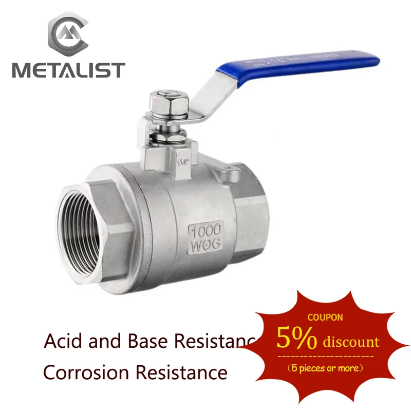 

Клапан шаровой металистический из нержавеющей стали BSPT, 1/2 дюйма, DN15, SS304, 2 шт.