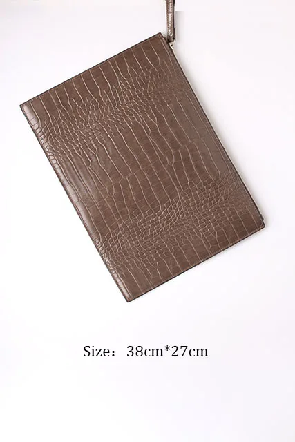 Alirattan New Python Leather Envelope Bag Women Daily Makeup Clutch Purse Soft Pouch Casual Wallet Hot Selling Banquet Clutch - Цвет: Croc Dark Gray(L)