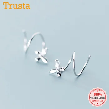 

Trustdavis 925 Sterling Silver Women's Butterfly CZ Ear Bones Ear Buckle Ring Tightly Packed Mini Double Ring Earrings DA484