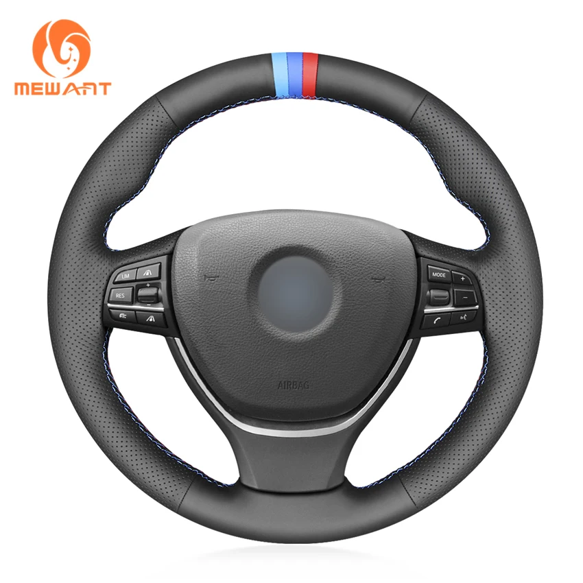 Black Genuine Leather Car Steering Wheel Cover for BMW F10 F11 (Touring) F07 (GT) F12 F13 F06 F01 F02