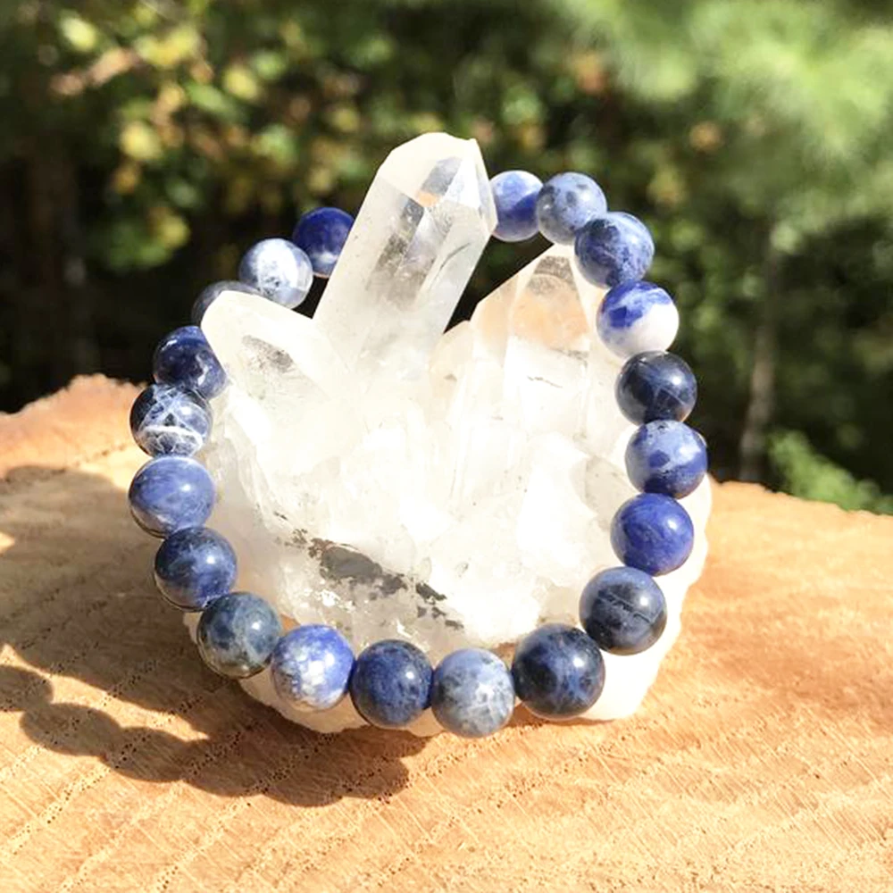 8 мм синий браслет из содалита натуральный драгоценный камень Энергетический Браслет Божественная любовь защита ювелирных изделий