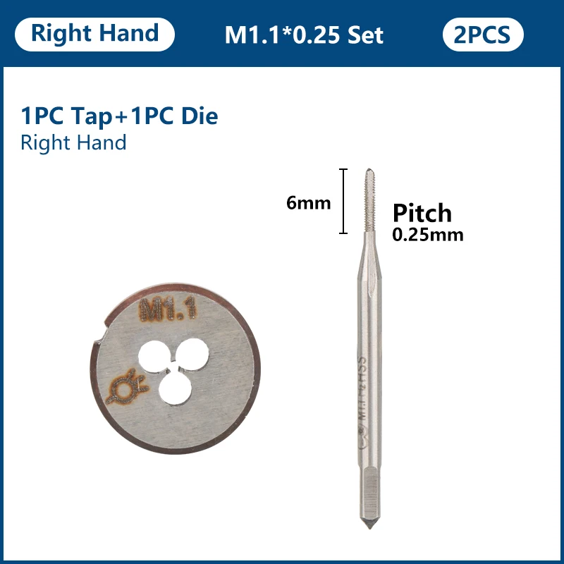 Description Picture 4 of itemCMCP 2pcs Metric Screw Tap And Die Set M1.1 M2 M2.2 M2.5 M3.5 Right Hand Machine Screw Thread Tap Drill Mini Thread Tools