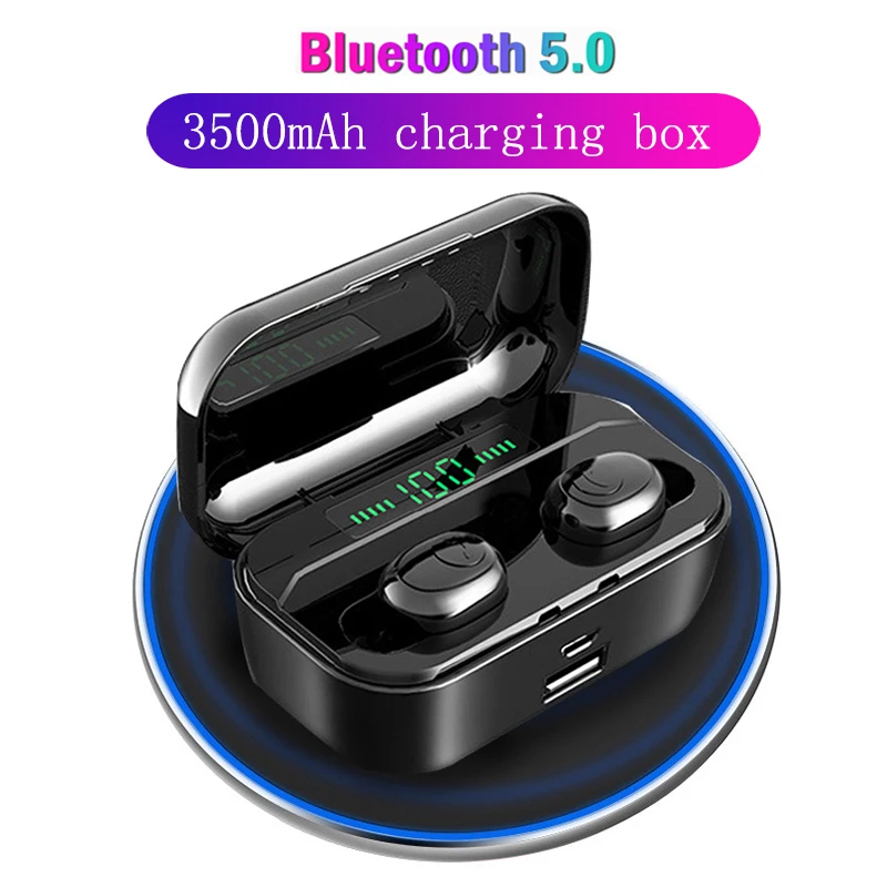 

TWS Wireless Bluetooth Earphone waterproof headphones Earbuds Stereo sound Gaming Headset with mic 3500mAh LED charging box G6S