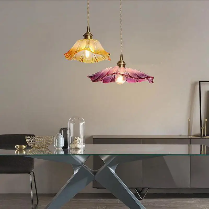 Nordic Restaurant Flower Pendant Light Modern Coffee Shop Pendant Lamp Bedroom Bedside Bar Fresh E27 Hang Lamp pendant ceiling lights