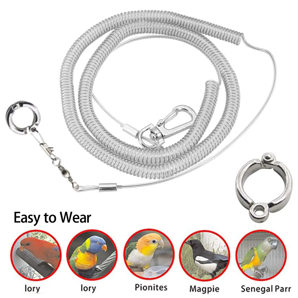 

3M Flexible Bird Leash with Leg Ring Ultra-light Parrot Bird Harness Anti-bite Outdoor Flying Training Rope for Macaw Cockatiel