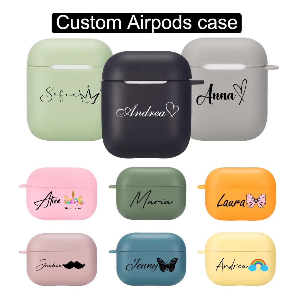 

Custom Airpods 2 Case Luxury DIY Design Name Love Heart Funda Silicone Cover For Airpods Pro 2 3 Case Cute Earphone Accessories
