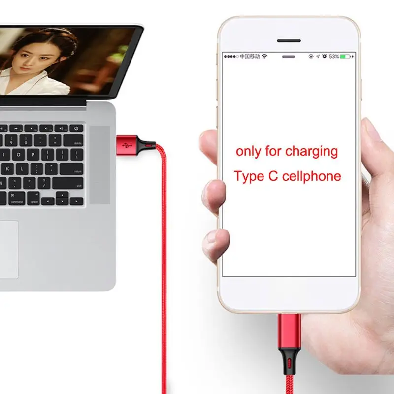 Кабель для зарядки с разъемом типа A и двумя разъемами C USB C сплиттер папа-папа Y провод для Samsung Huawei Xiaomi HTC Android мобильный телефон планшет