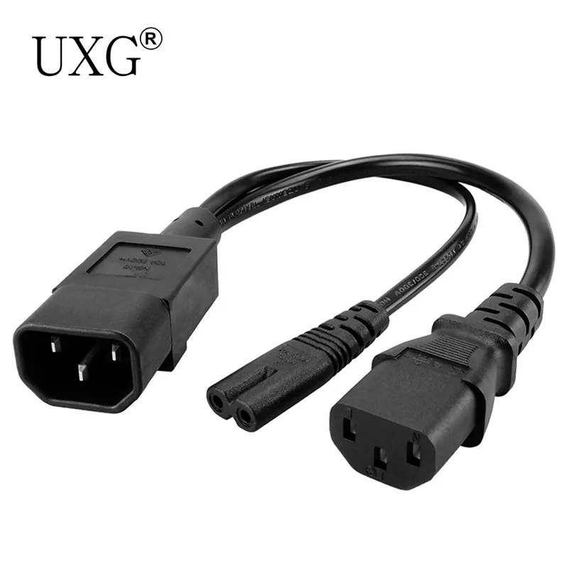 

Y Type Splitter Power Cord ,IEC320 C14 Plug 3-Prong Male Power Cable Cord AC Power Adapter To C7 +C13 Female