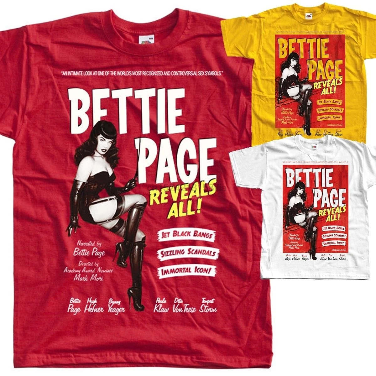 

Bettie Page Reveals All poster T SHIRT all sizes S to 5XL Brand Style Short Sleeve O-Neck T Shirt Men New Men Cotton