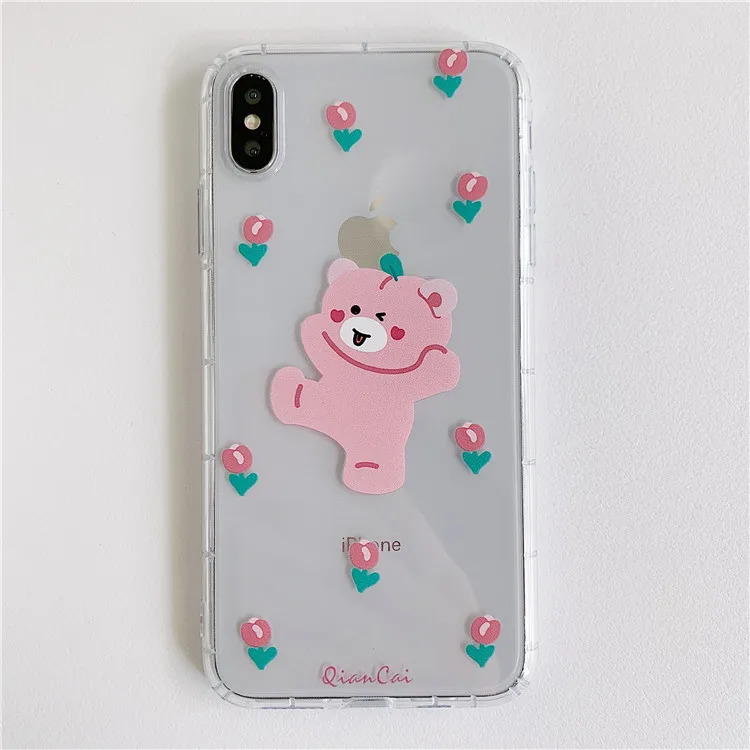 Niceking для iPhone 6, 6s, 7, 8 Plus, X, XR, XS Max, чехол с милым мультяшным медведем, Кроликом, мягкий ТПУ чехол для телефона, для iPhone 11 Pro, Max, чехол - Цвет: 8