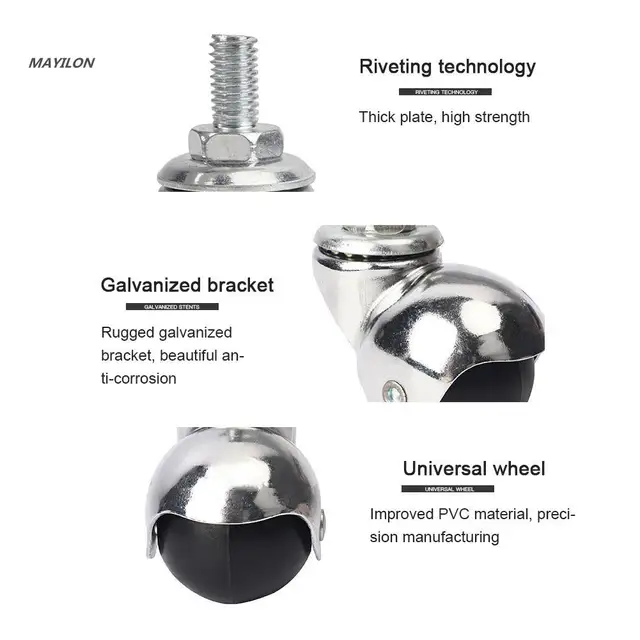 4Db Univerzális Golyó Forgó Bútorok Görgők Kerekek 1,5 Hüvelykes M10 Csavarrúd-Korróziógátló Hengerkerék Háztartási Kiegészítők - Image 4
