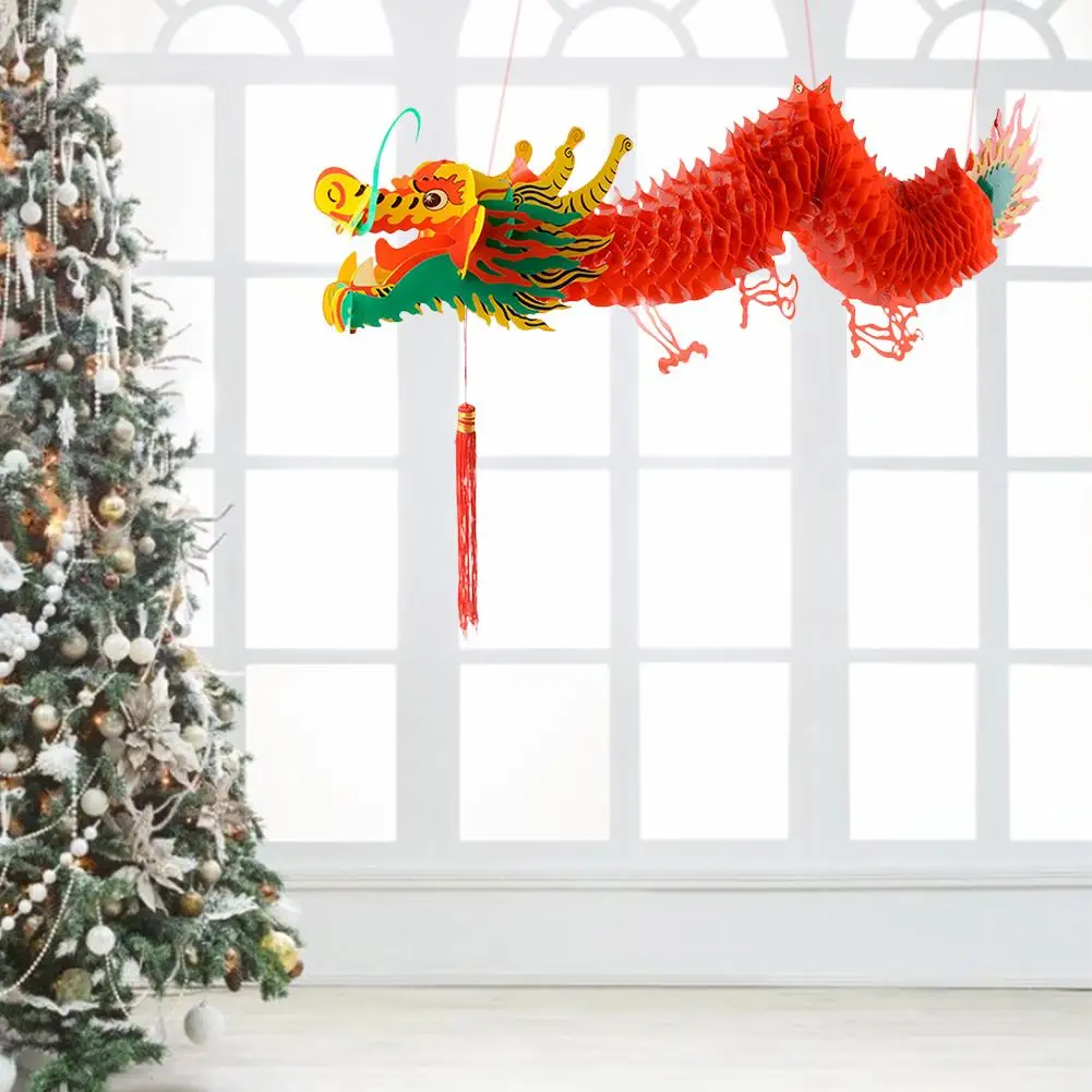 3D Китайский год Дракон гирлянда подвесное украшение фонарь художественный бумажный орнамент для дома Дракон лодка фестиваль Торговый центр супермаркет