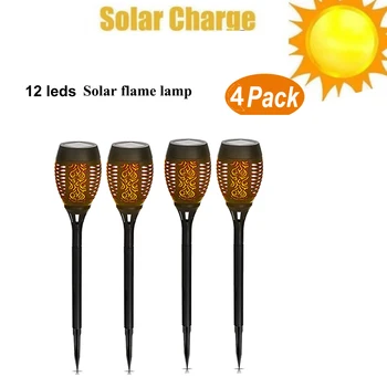 

2-8pcs Solar Flame Lamp Flickering Outdoor IP65 Waterproof Landscape Yard Garden Light Path Lighting Torch Light