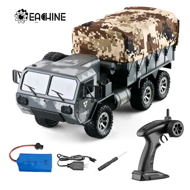 Eachine EAT01 1/16 2.4G 6WD RC Car Proportional Control US Army Military Off Road Rock Crawler Truck RTR W/ Several Battery