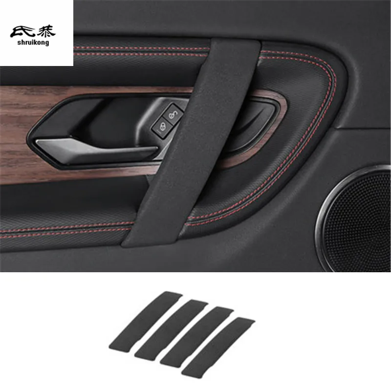

4pcs/Lot ABS Suede Nubuck Leather Interior Door Armrest Decoration Cover For 2020 2021 Land Rover Discovery Sport